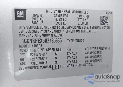2011 Chevrolet Silverado 1500 Work Truck from USA, damaged, VIN 1GCNKPEX5BZ185336